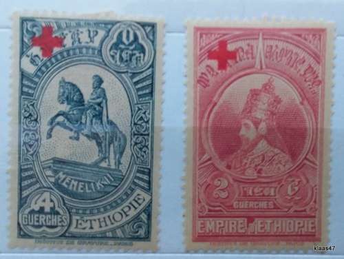 Ethiopia - 1936 - Red Cross - 2 Unused Hinged stamps