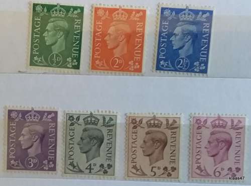 GB - 1937-48 - George VI - Definitives - 7 Unused Hinged stamps