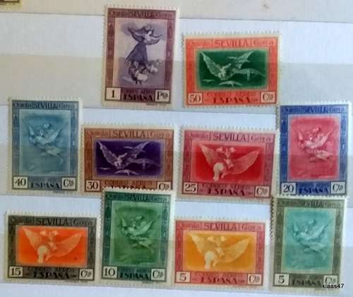 Spain - 1930 - Goya`s Etchings - Iberia-America Exposition - 10 Unused Hinged Airmail stamps