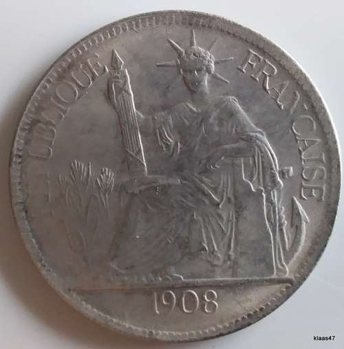 French Indochina - 1908 - 1 Piastre - Silver