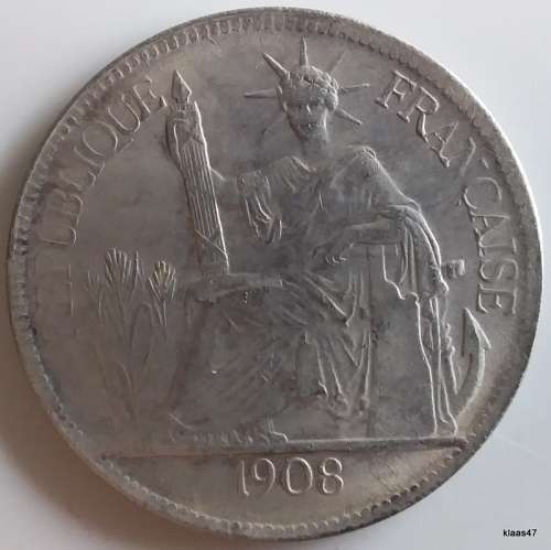 French Indochina - 1908 - 1 Piastre - Silver