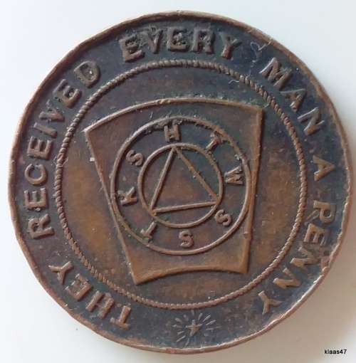 Freemason Token - The Watsonian Lodge - No. 1375 - They received every man a penny