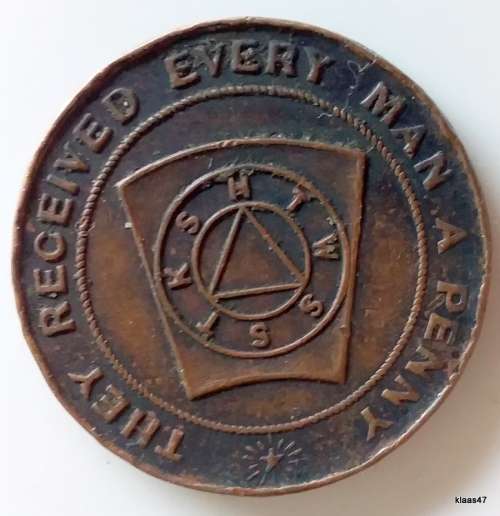 Freemason Token - The Watsonian Lodge - No. 1375 - They received every man a penny