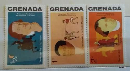 Grenada - 1976 - American Revolution Bicentenial - 3 Unused Hinged stamps