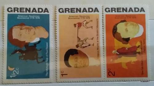 Grenada - 1976 - American Revolution Bicentenial - 3 Unused Hinged stamps