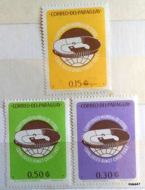 Paraguay - 1962 - FIFA World Cup - 3 Unused stamps