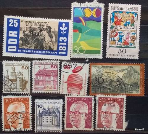 Germany - DDR - Mixed Lot of 11 Used Hinged stamps