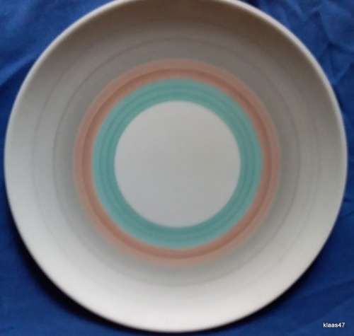 Susie Cooper - Small Plate - - Wedding Ring Pattern - Tan and Blue