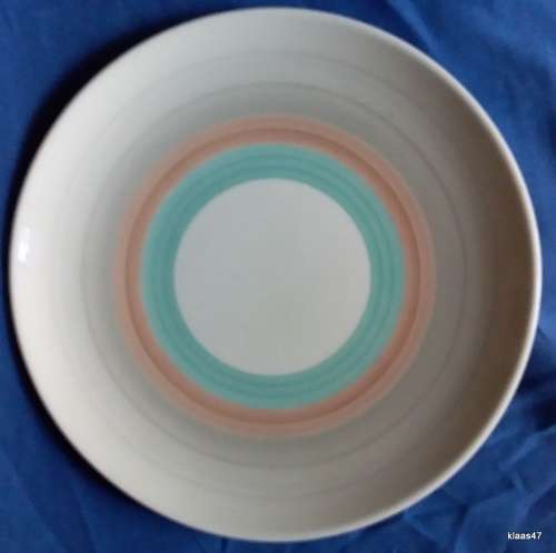 Susie Cooper - Small Plate - - Wedding Ring Pattern - Tan and Blue