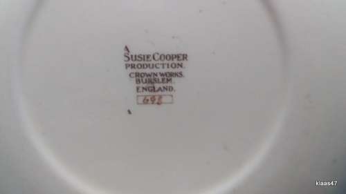 Susie Cooper - Small Plate - - Wedding Ring Pattern - Tan and Blue