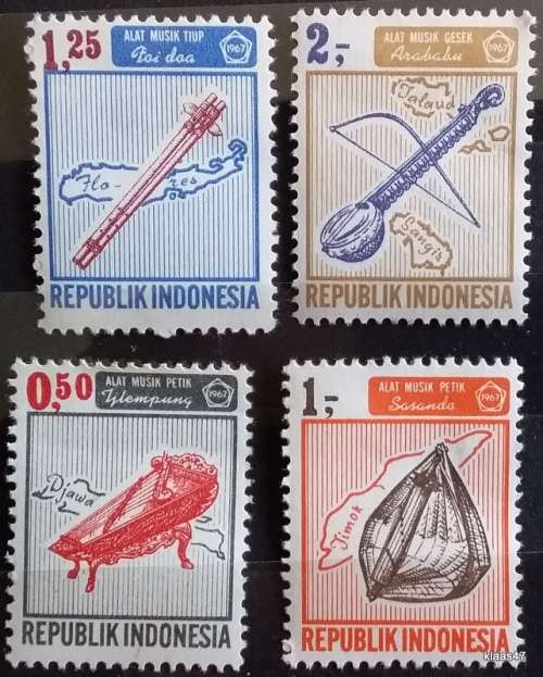 Indonesia - 1967 - Musical Instruments - 4 Unused Hinged stamps