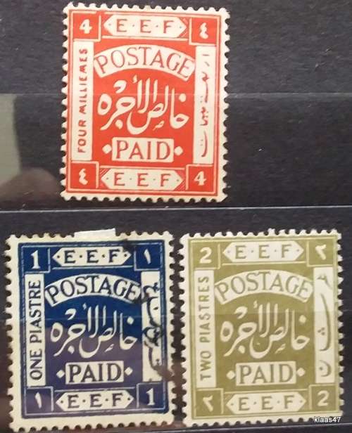Jordan - British EEF - 1917-20 - Postage Paid - 1 Used and 2 Unused Hinged stamps