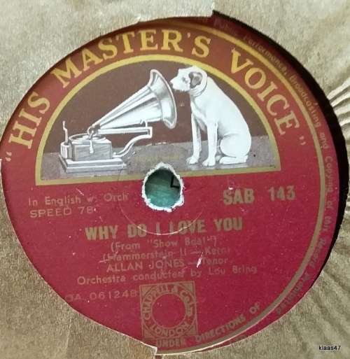 His Master`s Voice - Make Believe/Why do I love you (From `Show Boat`) - Allan Jones 78rpm