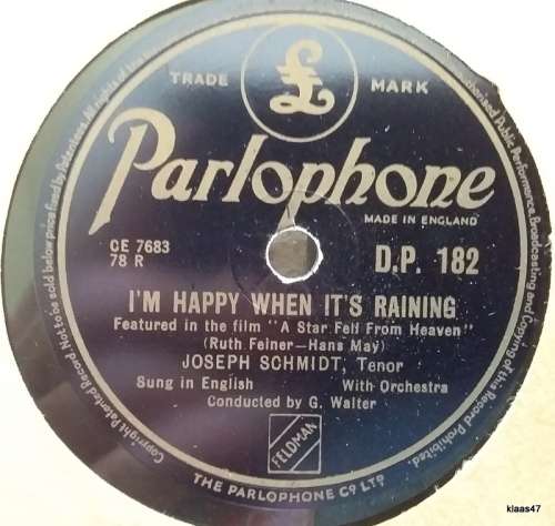 Parlophone - A Star Falls from Heaven/I`m Happy in the Rain - Joseph Schmidt - 78rpm