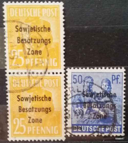 Germany - 1948 - Overprint: Sowjetischa Besatzungs Zone - Soviet Occupation - 3 Used Hinged stamps