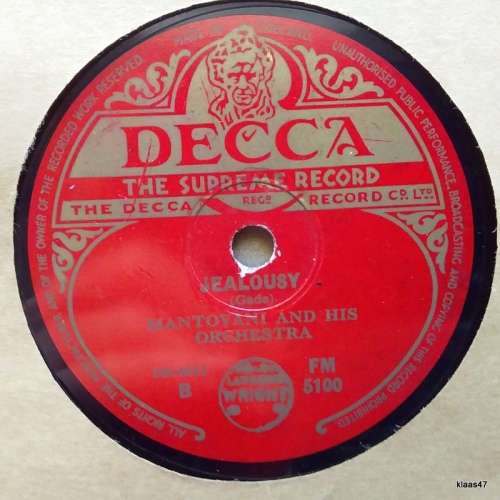 Decca - La Cumparsita (Tango) - Mantovani and his Orchestra - 78rpm