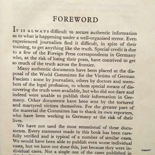 The Brown Book of The Hitler Terror and the Burning of the Reichstag - 1933 - Foreword: Lord Marley