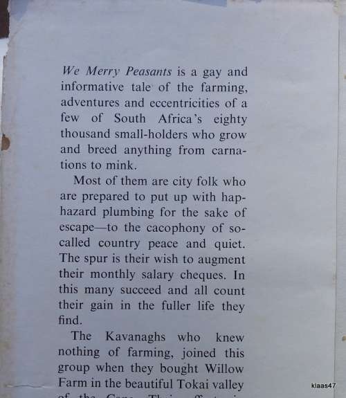 We Merry Peasants - Muriel Kavanagh - Hardcover 1963