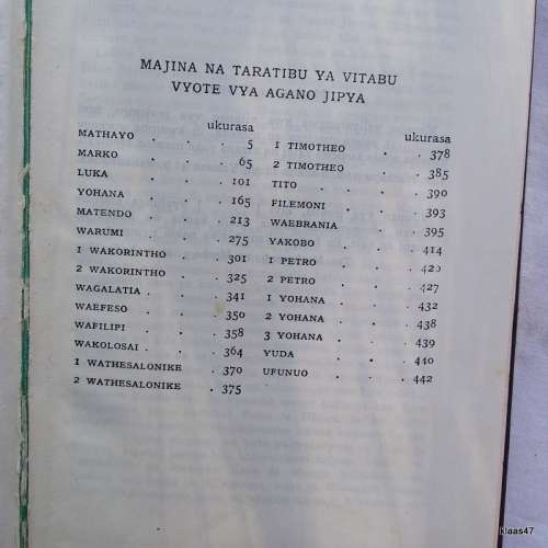 Agano Jipya (The New Testament in Swahili) Union Version