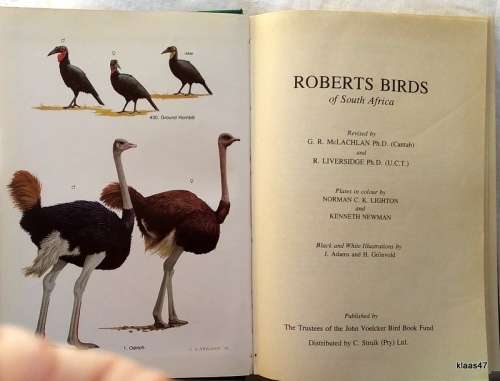 Roberts Birds of South Africa - Revised by McLachlan and Liversidge - Hardcover Fourth Edition