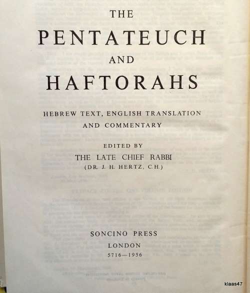 The Soncino Edition of the Pentateuch and Haftorahs - Ed. Dr JH Hertz - Hardcover (1956)