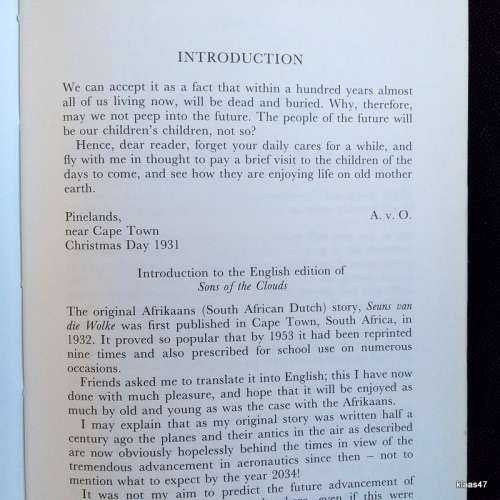 Sons of the Clouds: A Futuristic Story - August van Oordt - Hardcover (Inscribed by Author)
