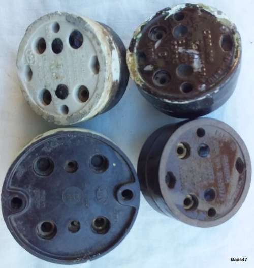 Vintage Elect Switches - 1 Large Bakelite (Painted White) - 3 Small Base porcelain and Tops Bakelite