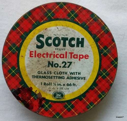Empty Metal Plaid Tin - Scotch Brand Electrical Tape No. 27