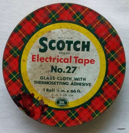 Empty Metal Plaid Tin - Scotch Brand Electrical Tape No. 27