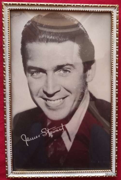 Vintage (Made in Denmark) - Convex glass - with Photo of James Stewart
