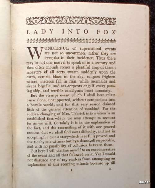 Lady into Fox - David Garnett - Hardcover - 1925 Eighth Imp (Chatto and Windus)