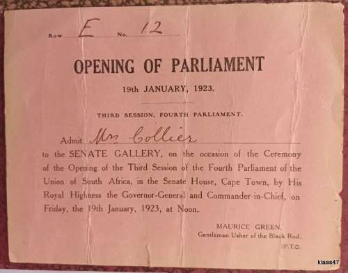 Opening of Parliament - 19th January 1923 - Third Session , Fourth Parliament, Union of South Africa