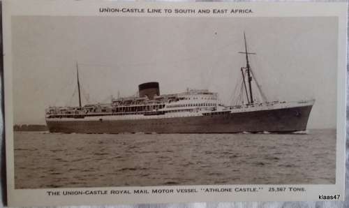 Vintage Post Card - Union Castle Royal Mail - Athlone Castle - Unused