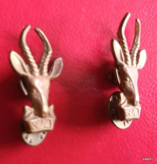South African Infantry - Pair of Brass Collar badges