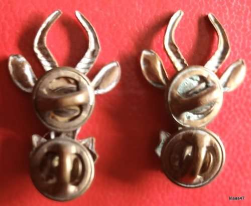 South African Infantry - Pair of Brass Collar badges