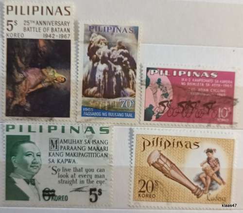 Philippines - Mixed Lot of 5 Used and Unused, Hinged stamps