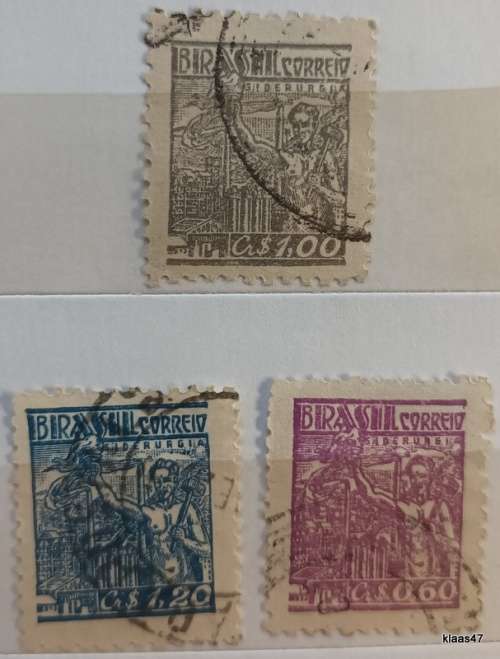 Brazil -1946 - Smelting Works - 3 Used Hinged stamps