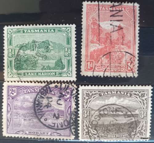 Tasmania - 1899 - Landscapes - 4 Used Hinged stamps