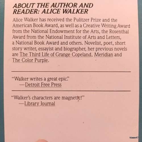 Readings form: The Temple of My familiar - Alice Walker (2 Casettes)