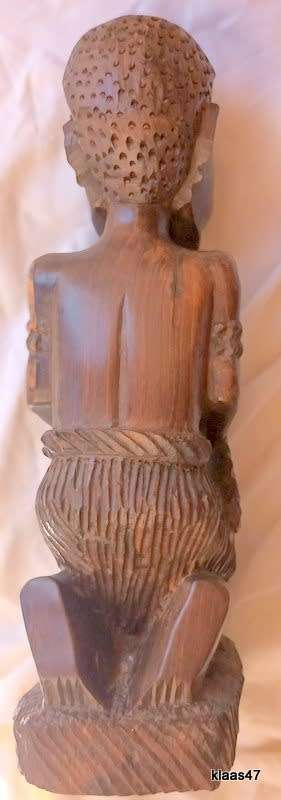 African Wood Carving Kneeling Man  Heavy