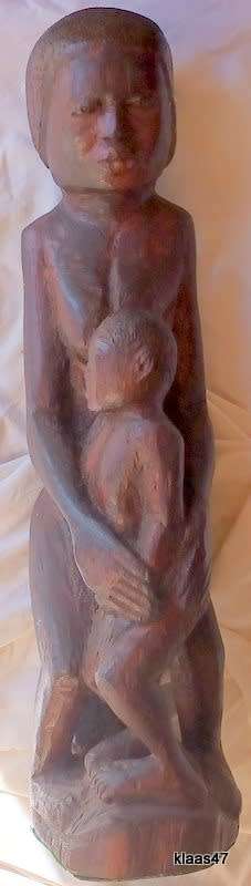 Vintage African Wood Carving of Mother and Child