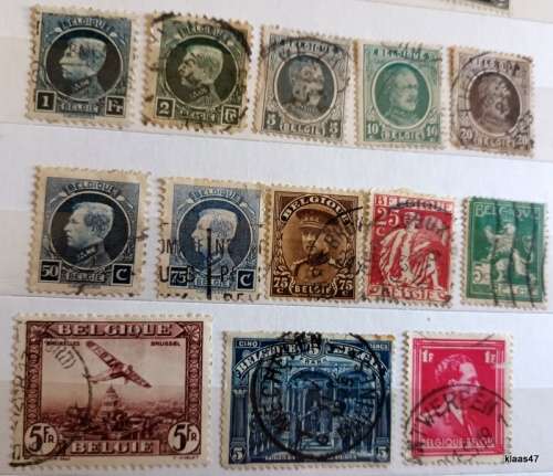 Belgium - Mixed Lot of 13 Used Hinged stamps