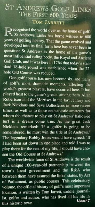 St Andrews Golf Links: The First 600 Years - Tom Jarrett - Hardcover 1995 Signed copy