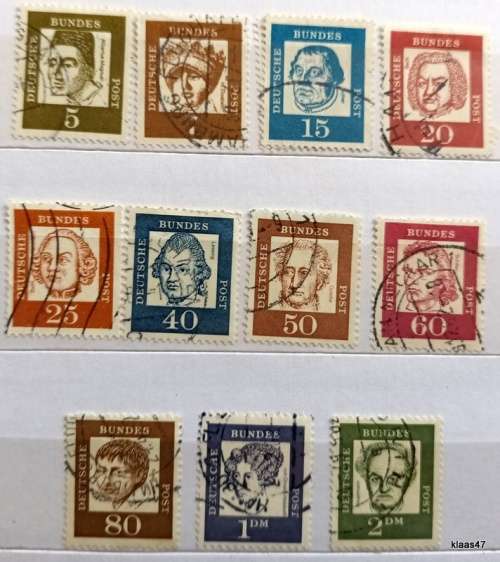 Germany - West Berlin - 1961 - Famous Germans - 11 Used (some Hinged) stamps