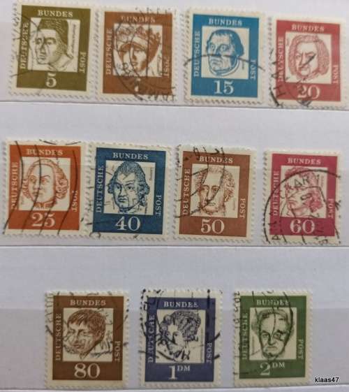 Germany - West Berlin - 1961 - Famous Germans - 11 Used (some Hinged) stamps
