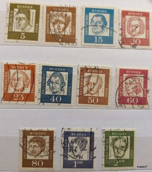 Germany - West Berlin - 1961 - Famous Germans - 11 Used (some Hinged) stamps