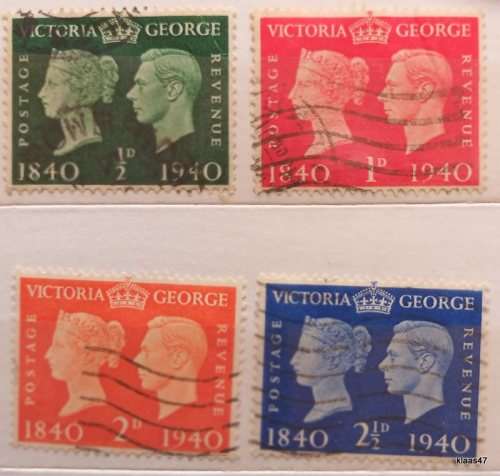 GB - 1940 - Victoria and George VI - 4 Used stamps