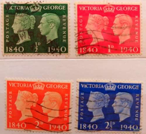 GB - 1940 - Victoria and George VI - 4 Used stamps