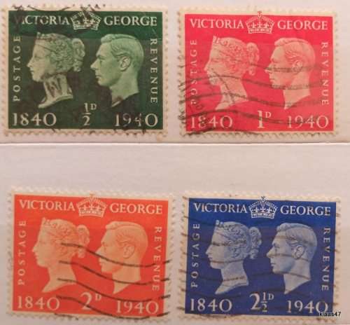 GB - 1940 - Victoria and George VI - 4 Used stamps