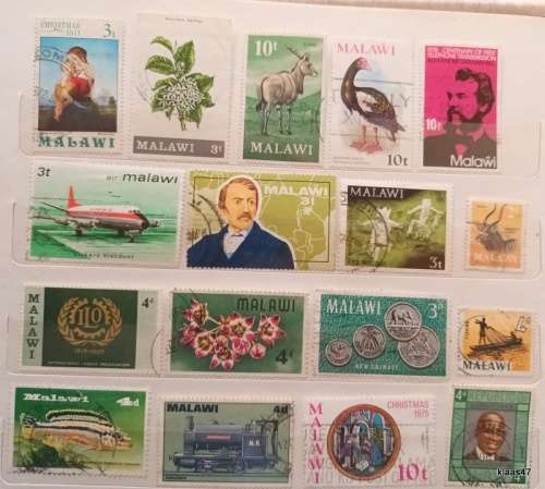 Malawi - Mixed Lot of 17 Used stamps